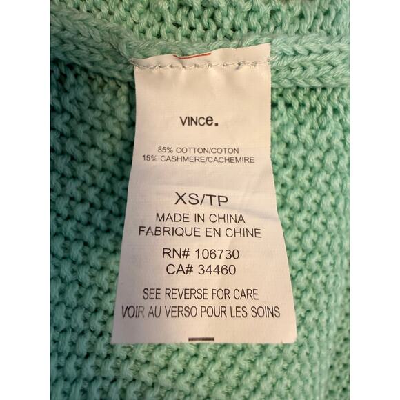 Vince Mint Green Cotton Cashmere Knit Sweater XS - Picture 4 of 6